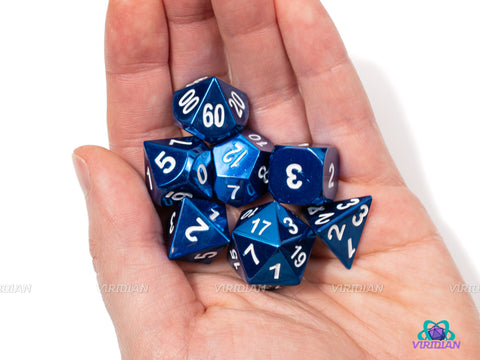 Tropical Waves | Light Blue Gloss Metal Dice Set (7) | Dungeons and Dragons (DnD) | Tabletop RPG Gaming