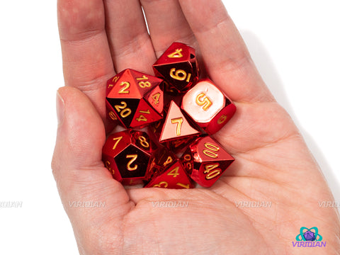 Flametongue | Red Gloss Metal Dice Set (7) | Dungeons and Dragons (DnD) | Tabletop RPG Gaming