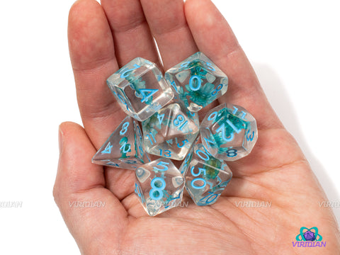 Blue Flower | Resin Dice Set (7) | Dungeons and Dragons (DnD)