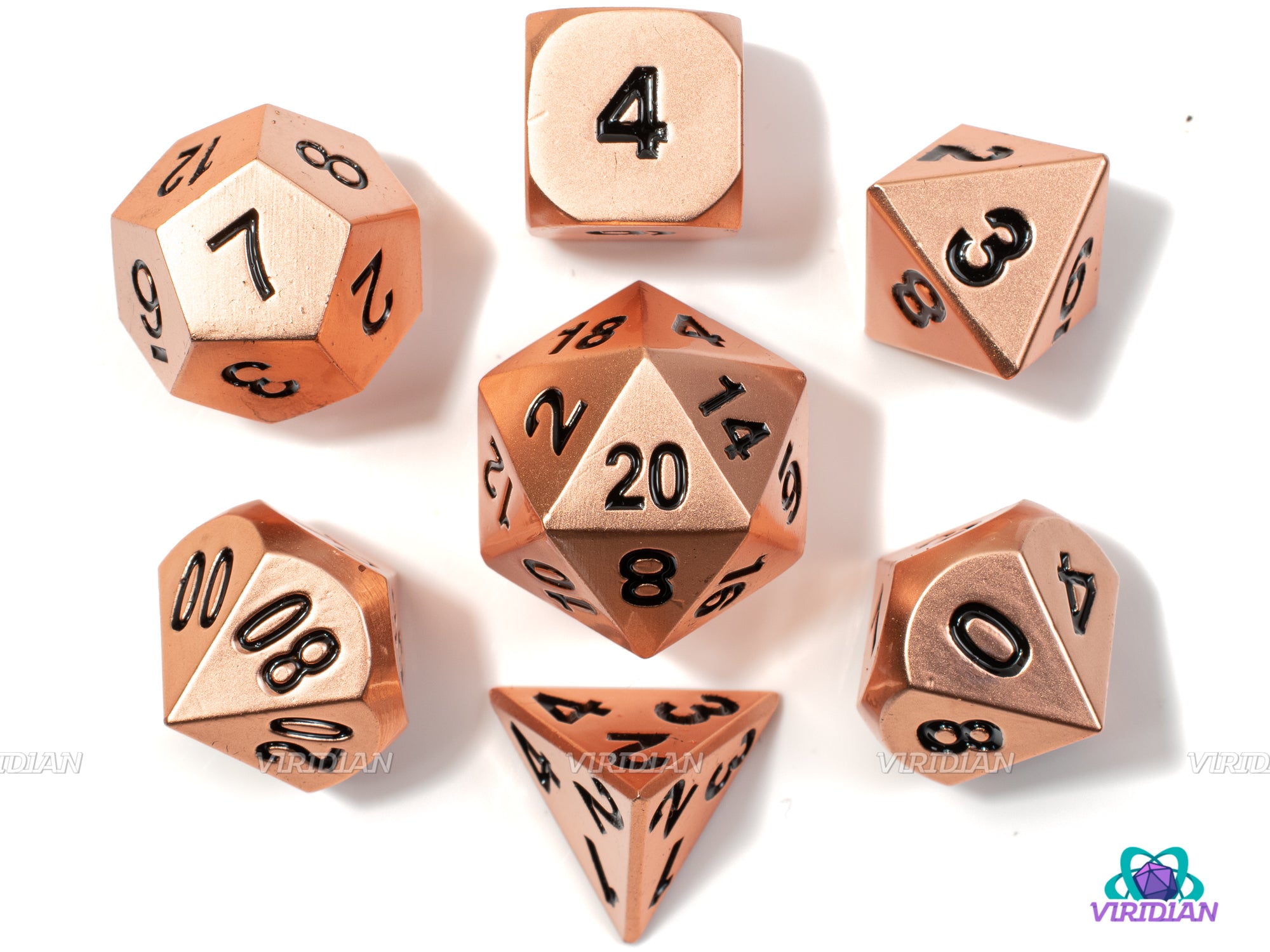 Matte Rose Copper | Metal Dice Set (7) - DnD Dungeons and Dragons