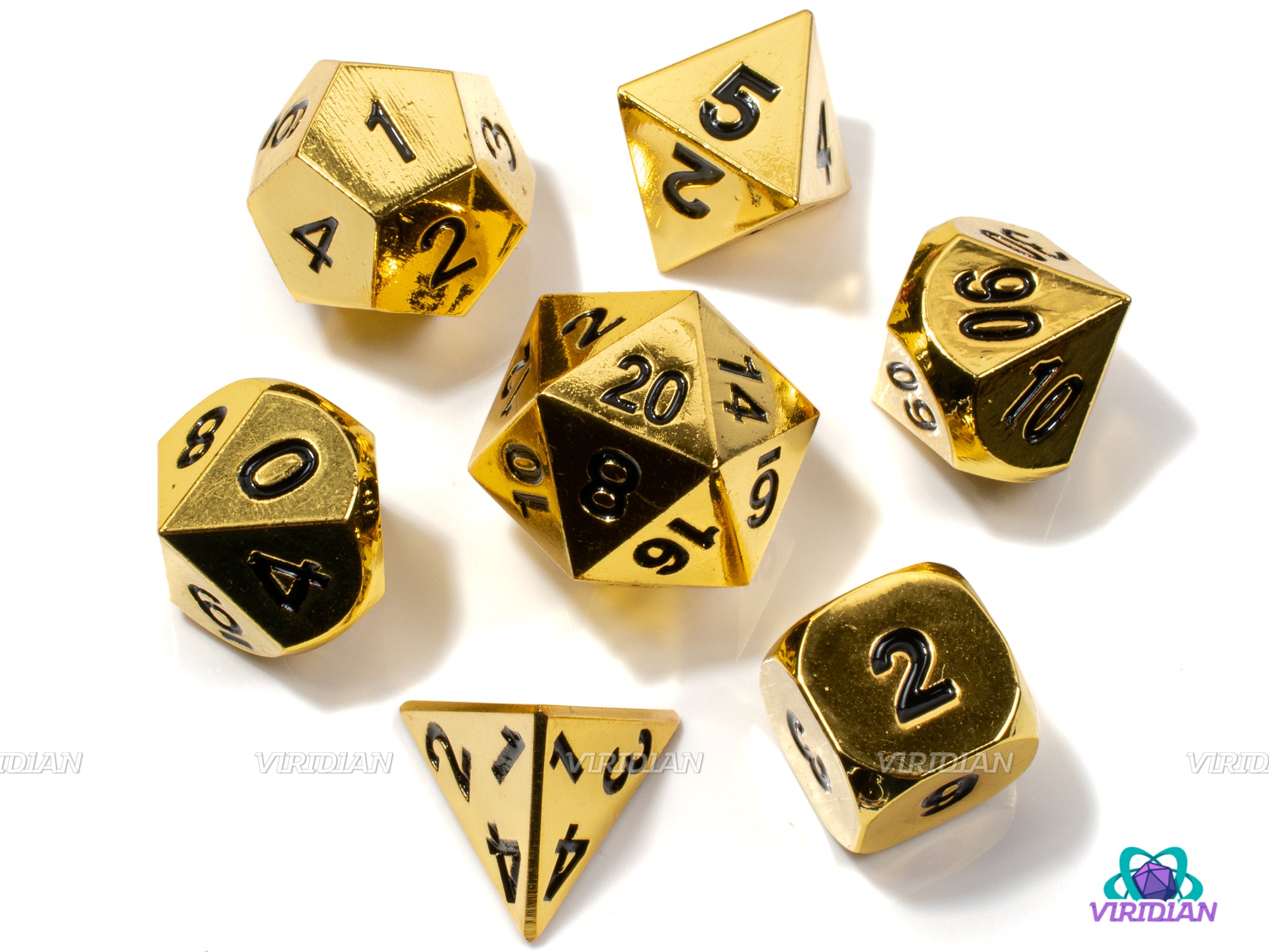 Avarice | Deluxe Shiny Gold Metal Dice Set (7) | Dungeons and Dragons (DnD) | Tabletop RPG