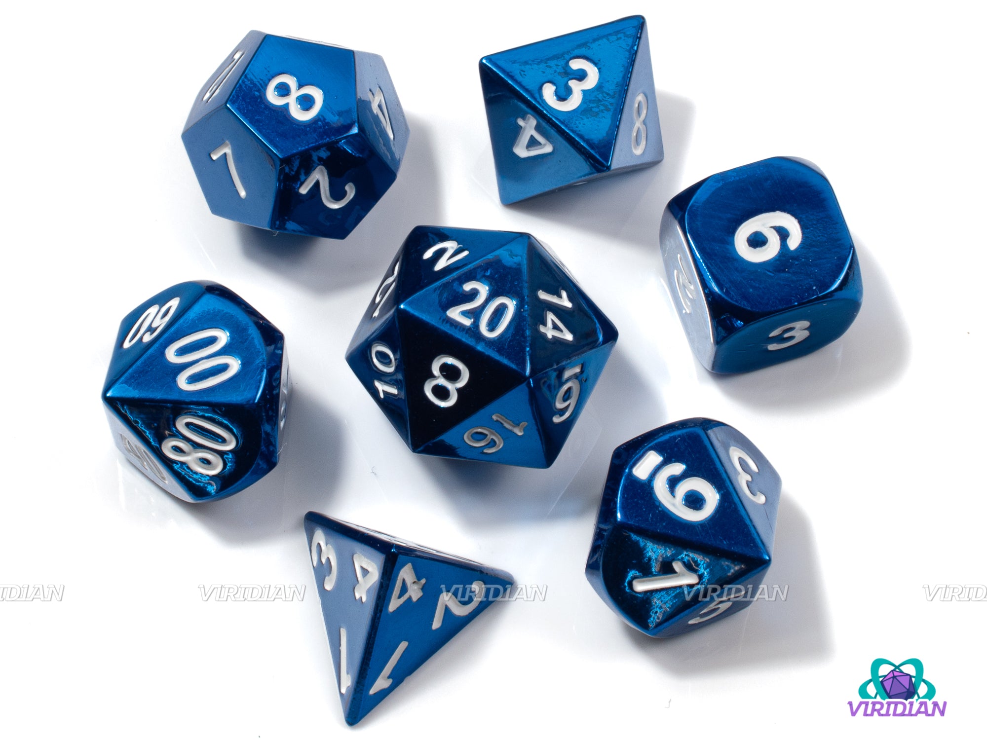 Tropical Waves | Light Blue Gloss Metal Dice Set (7) | Dungeons and Dragons (DnD) | Tabletop RPG Gaming