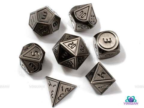DeLorean | Silver Digital Numbered Metal Dice Set (7) | Dungeons and Dragons (DnD) | Tabletop RPG Gaming