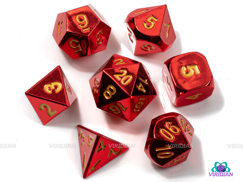 Flametongue | Red Gloss Metal Dice Set (7) | Dungeons and Dragons (DnD) | Tabletop RPG Gaming