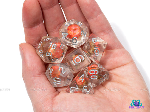 Orange Flower | Resin Dice Set (7) | Dungeons and Dragons (DnD)