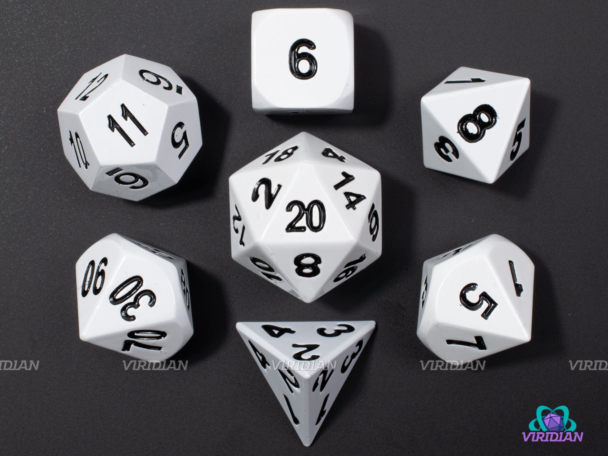 Polar Plunge | White Gloss Metal Dice Set (7) | Dungeons and Dragons (DnD) | Tabletop RPG Gaming