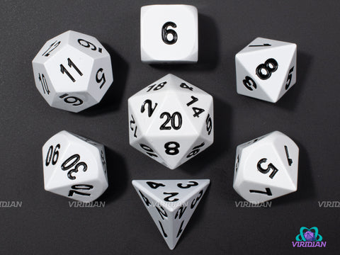 Polar Plunge | White Gloss Metal Dice Set (7) | Dungeons and Dragons (DnD) | Tabletop RPG Gaming