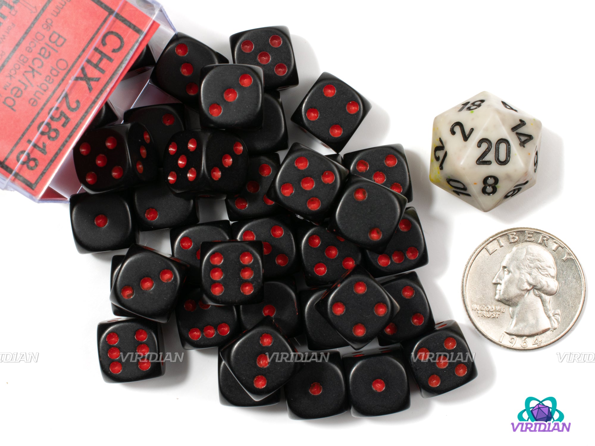 Opaque Black & Red | 12mm D6 Block (36) | Chessex Dice | Wargaming
