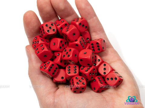 Opaque Red & Black | 12mm D6 Block (36) | Chessex Dice | Wargaming