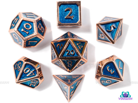Teal & Copper | Metal Dice Set (7) | Dungeons and Dragons (DnD) | Tabletop RPG Gaming