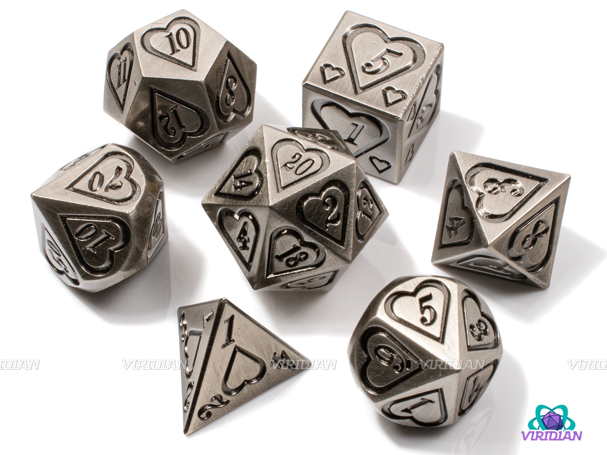 Iron Heart (discontinued) | Silver Heart Design Metal Dice Set (7