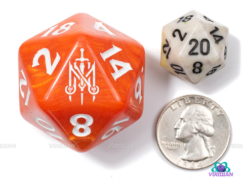 Mighty Nein Orange D20 | (1) 36mm Oversized Pearled D20 | Critical Role (Campaign 2)