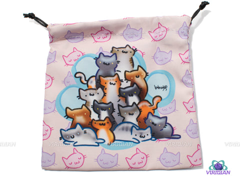 Munchkin Kittens | Cute Cat Themed Pink TTRPG/Storage Large (~150) Dice Bag | Steve Jackson Games