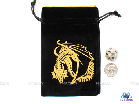 Dragon | Black & Gold Velour Dice Bag | Q Workshop