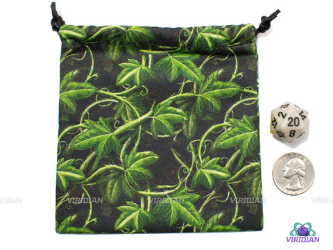 Forest | Black & Green Cotton Dice Bag | Q Workshop