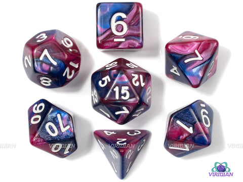 Boo Berry | Purple and Blue Opaque Marbled Acrylic Dice Set (7) | Dungeons and Dragons (DnD)
