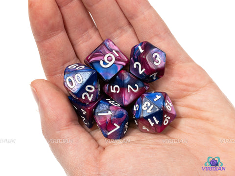 Boo Berry | Purple and Blue Opaque Marbled Acrylic Dice Set (7) | Dungeons and Dragons (DnD)