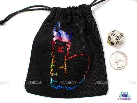 Fabulous Llama | Black & Rainbow Cotton Dice Bag | Q Workshop