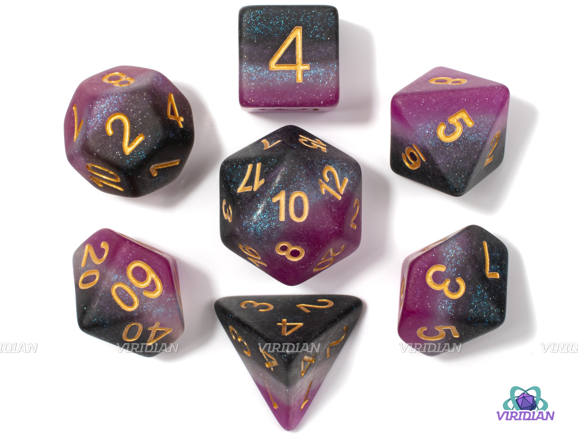 Frosted Asexual Pride | Matte Black, Purple, Gray, White, Ace Flag | LGBTQ+ Themed Dice Set (7)
