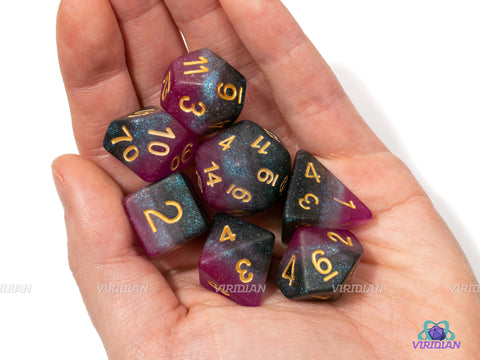 Frosted Asexual Pride | Matte Black, Purple, Gray, White, Ace Flag | LGBTQ+ Themed Dice Set (7)