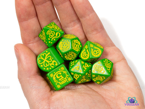 The Lucky Charm | Green & Yellow St Patrick's Day Themed Dice Set (7) | Q Workshop