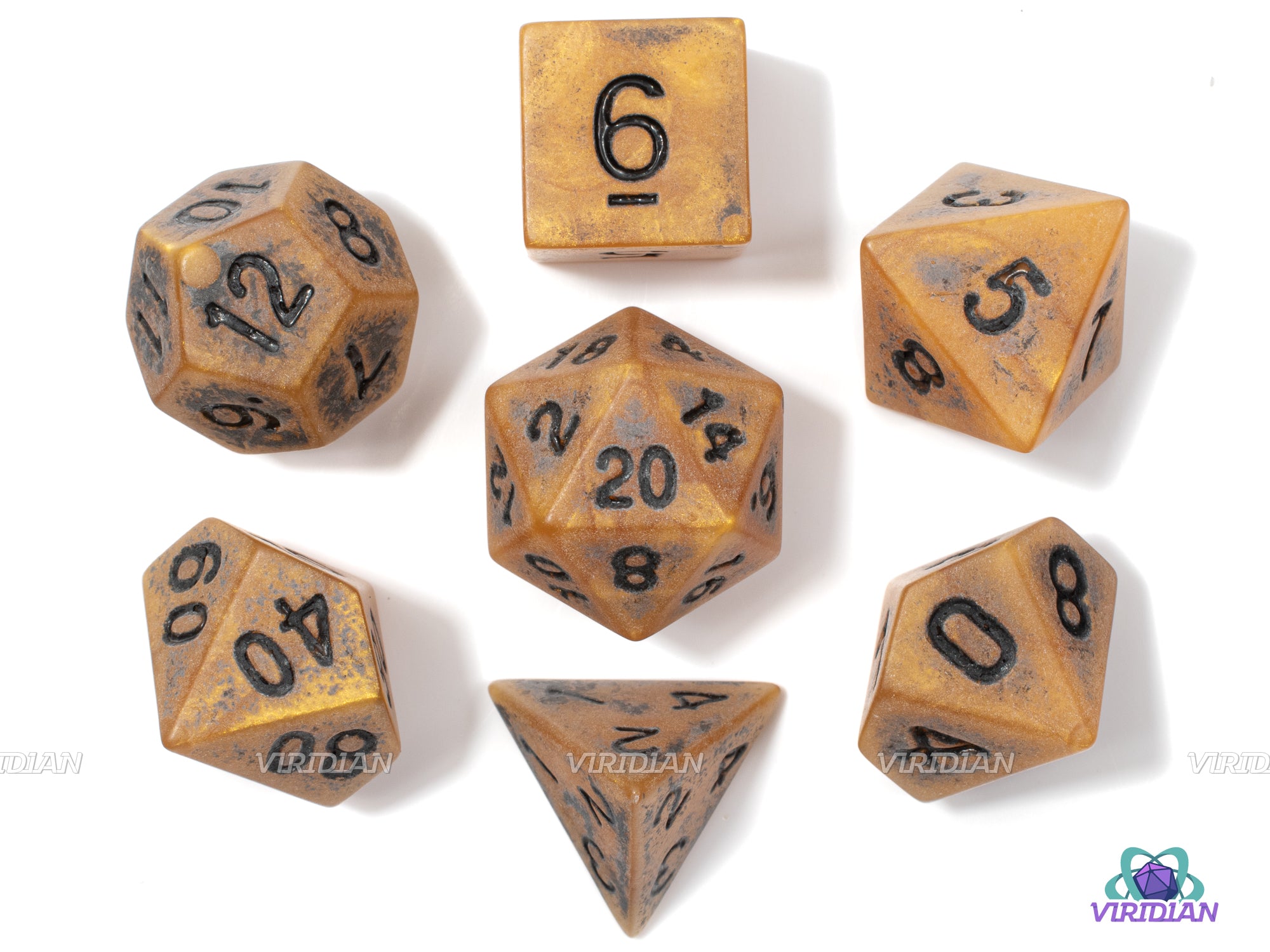 Ancient Treasury | Matte Aged Coin Gold/Bronze | Acrylic Dice Set (7)