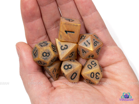 Ancient Treasury | Matte Aged Coin Gold/Bronze | Acrylic Dice Set (7)
