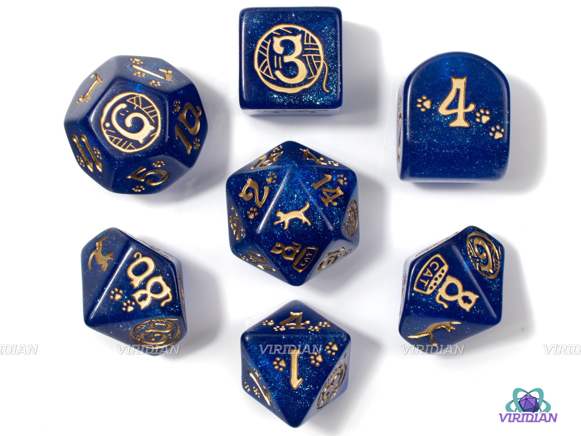 Cats: Meowster | Cat-Themed Shimmering Deep Blue & Gold | Q