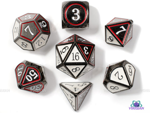 Black & White | Odds and Evens Metal Dice Set (7) | Dungeons and Dragons (DnD) | Tabletop RPG Gaming