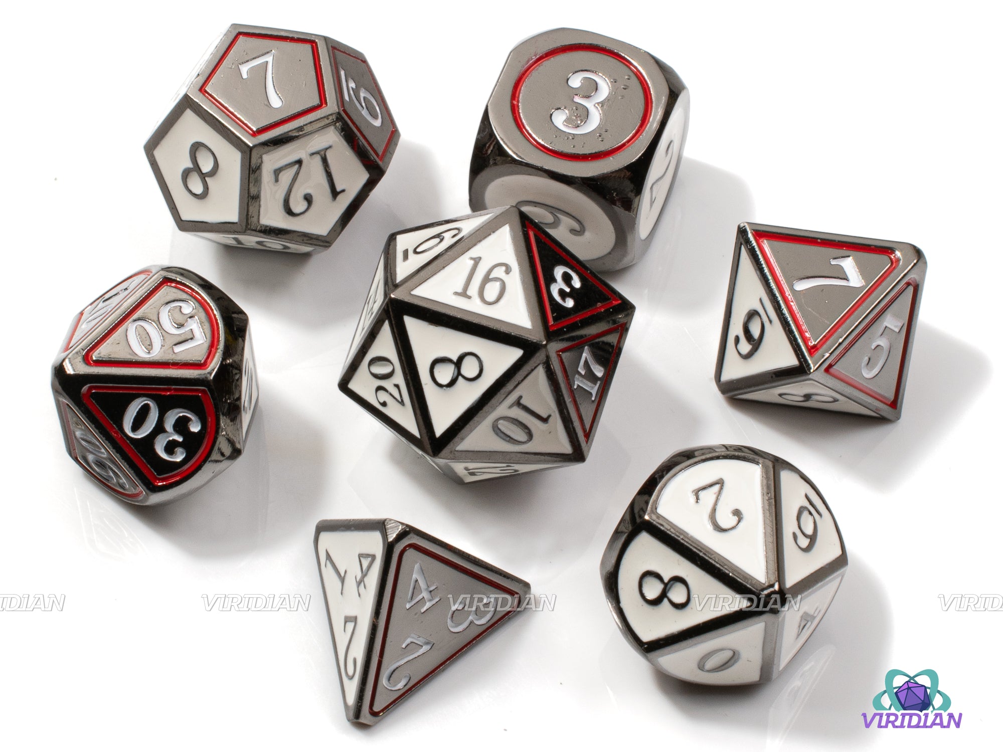 Black & White | Odds and Evens Metal Dice Set (7) | Dungeons and Dragons (DnD) | Tabletop RPG Gaming