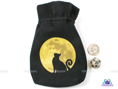The Mooncat | Black Cotton Cat Design Dice Pouch Bag | Q Workshop