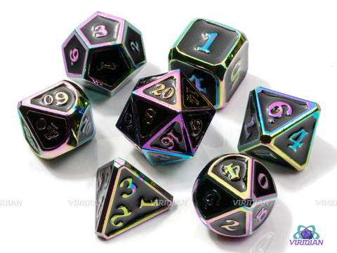 Liquid Venom | Rainbow Anodized Stylized Metal Dice Set (7) | Dungeons and Dragons (DnD) | Tabletop RPG Gaming