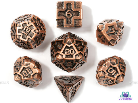 Copper Idol | Textured Design Metal Dice Set (7) | Dungeons and Dragons (DnD)