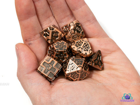 Copper Idol | Textured Design Metal Dice Set (7) | Dungeons and Dragons (DnD)