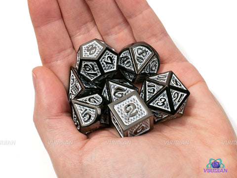 Armor of Agathys | White Scales Large Metal Dice Set (7) | Dungeons and Dragons (DnD) | Tabletop RPG Gaming