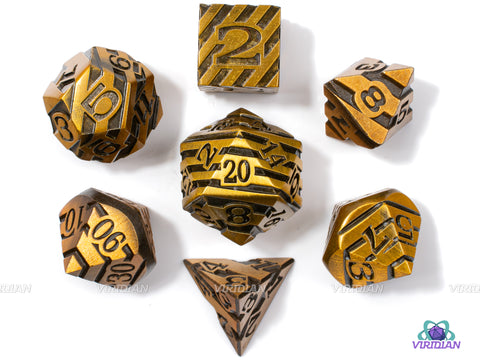 Gold Stripes | Metal Dice Set (7) | Dungeons and Dragons (DnD) | Tabletop RPG Gaming