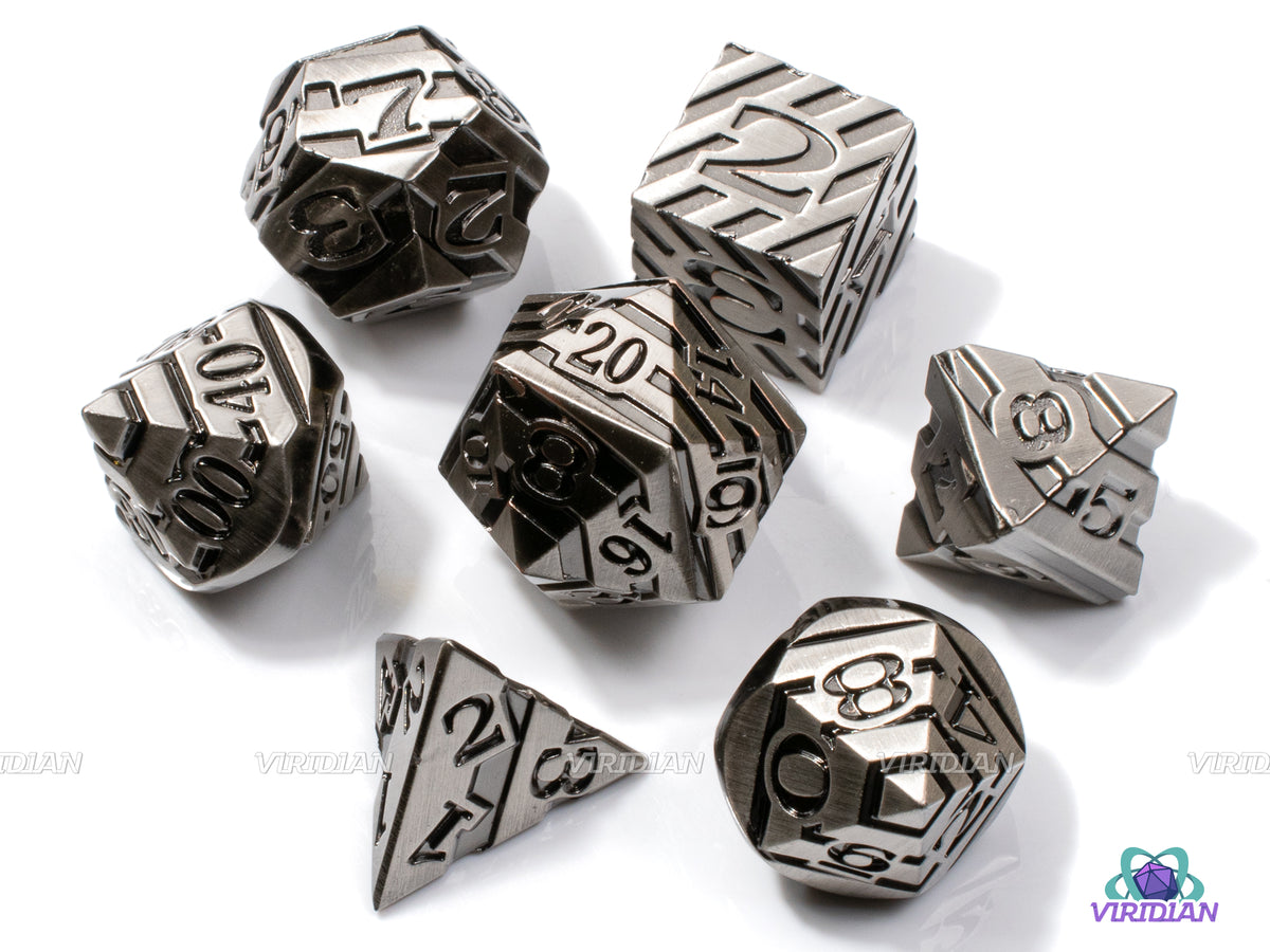 Silver Stripes | Metal Dice Set (7) | Dungeons and Dragons (DnD) | Tab ...