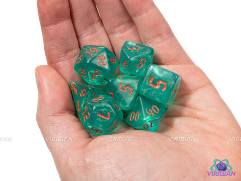 Magic Sea | Teal Glitter Acrylic Dice Set (7) | Dungeons and Dragons (DnD)