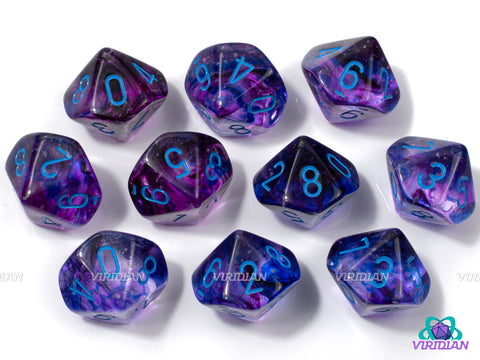 Nebula Nocturnal & Blue D10s | Acrylic (Set of 10) D10s | Chessex Dice Set