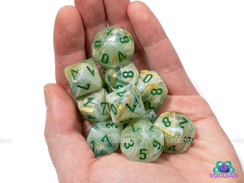 Marble Green & Dark Green D10s | Acrylic (Set of 10) D10s | Chessex Dice Set