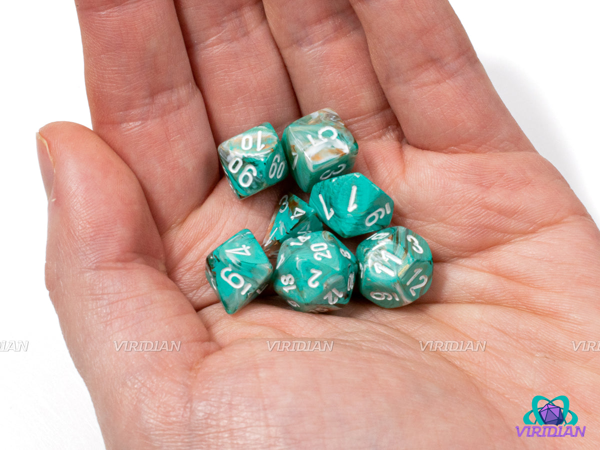 Oxi-Copper Marble Dice Set With White Numbers - 10mm RPG Gaming Dice
