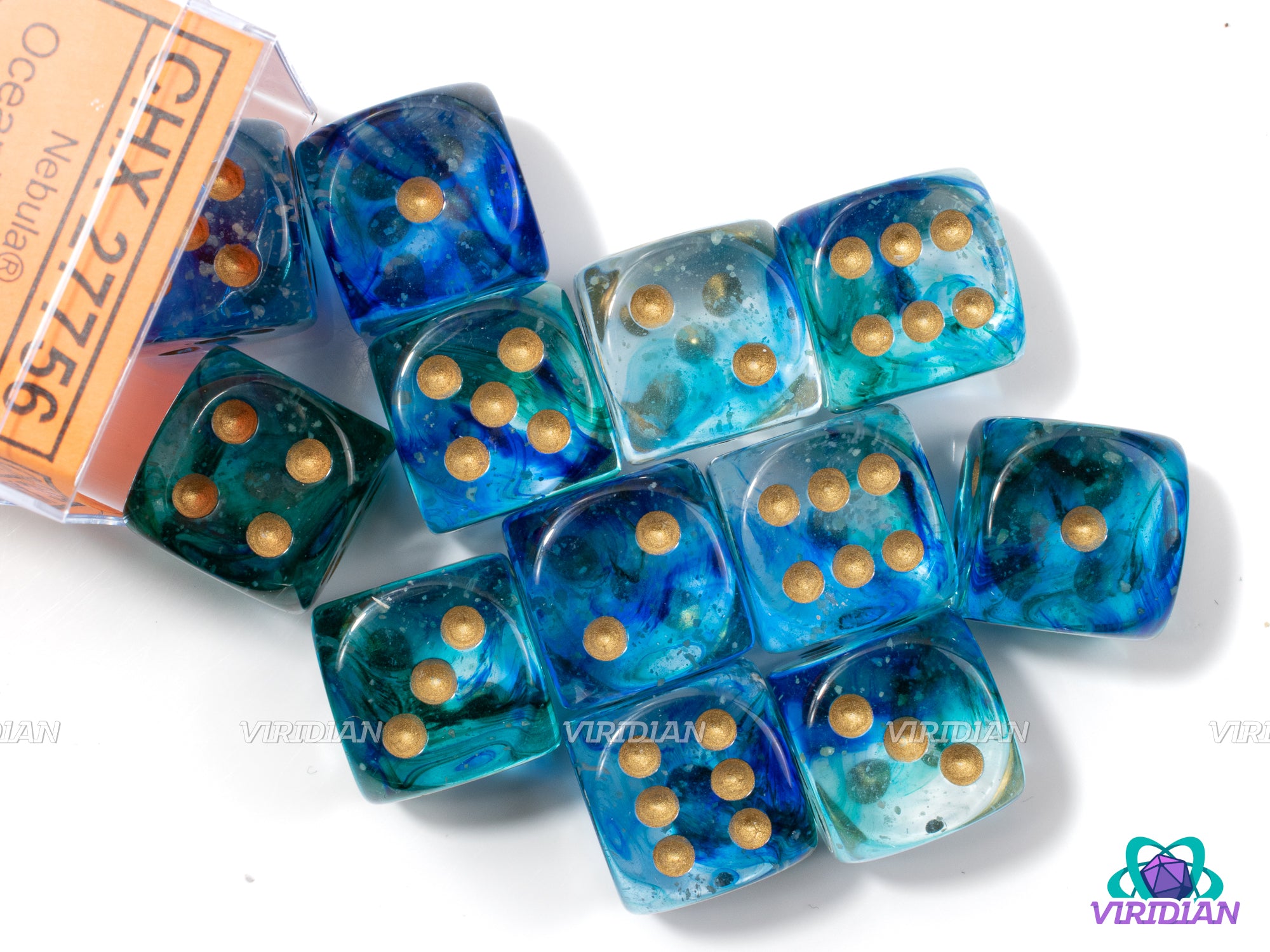 オバレク　ドロシー　16点セット Nebula Oceanic & Gold D6 Set (12) | Blue Green & Clear Glow-in-the
