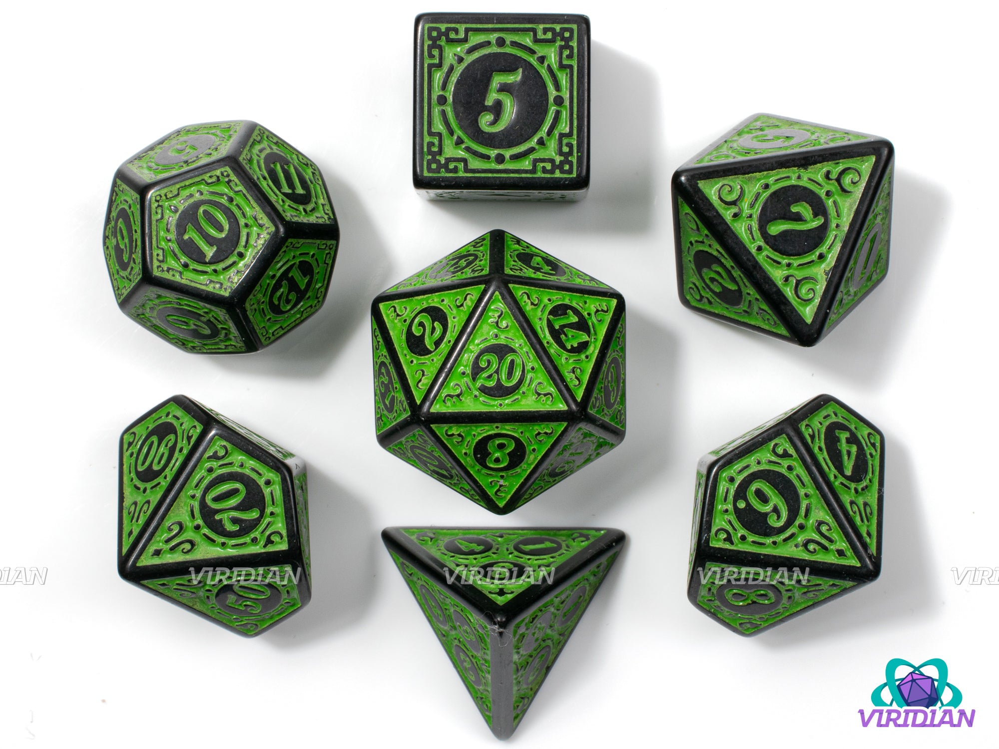 Metropolis | Roaring 20s: Stylized Green & Black | Acrylic Dice