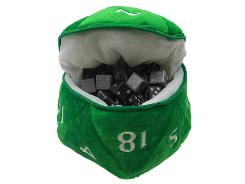 Green D20 Plush Dice Bag (6.5