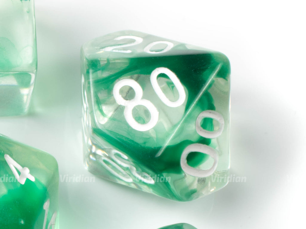 Abundant Growth | Green & Clear Dice Set (7) | Dungeons and Dragons (DnD)