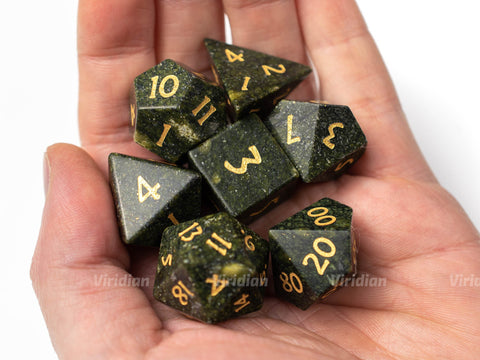 Algae Stone | Real Gemstone Dice Set (7) | Dungeons and Dragons (DnD) | Tabletop RPG Gaming
