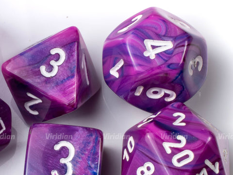 Festive Violet & White | Pink and Purple | Chessex Dice Set (7)