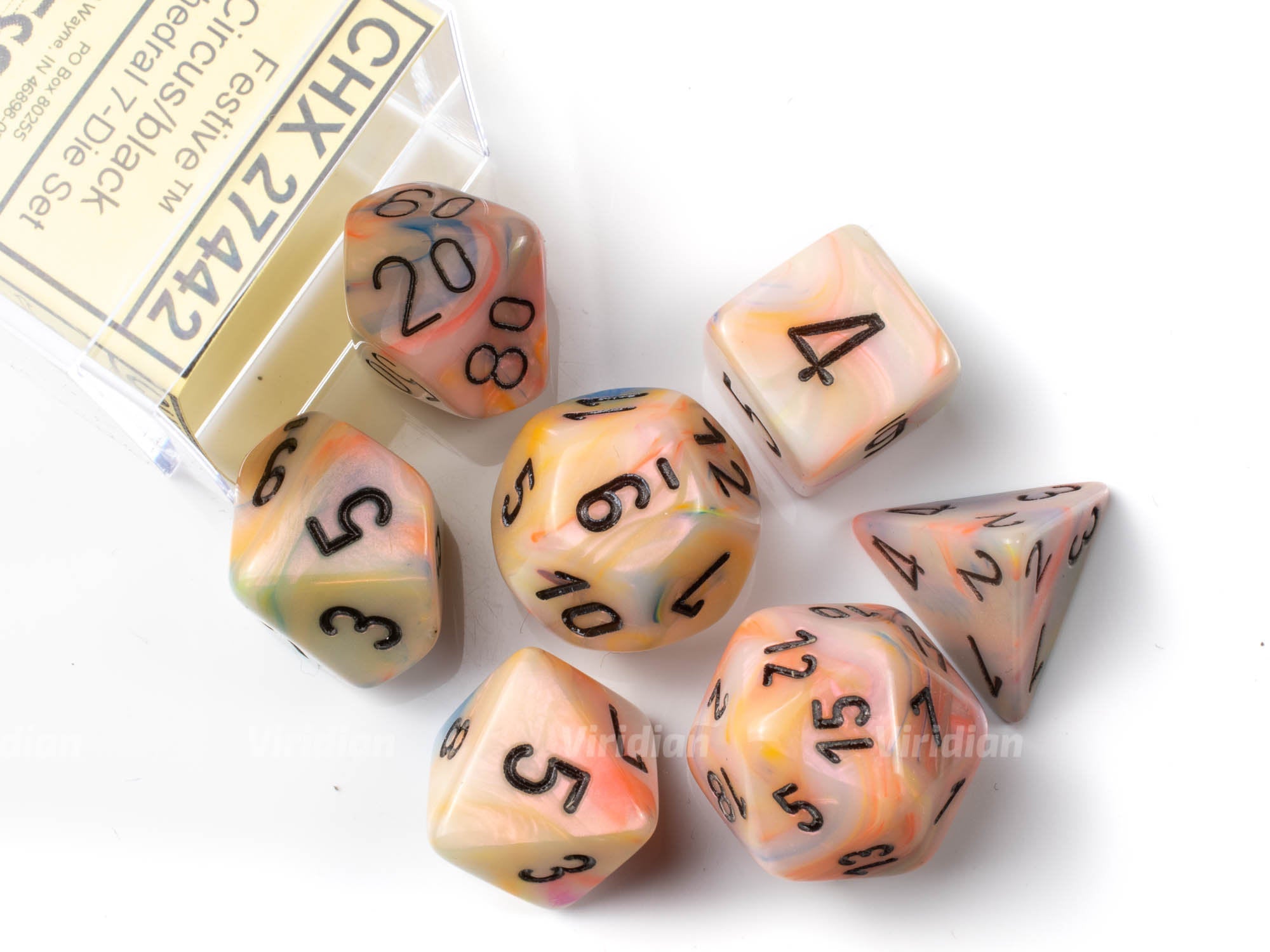 Festive Circus & Black | Tan, Pink, Pastel, Rainbow | Chessex Dice