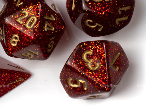 Glitter Ruby & Gold | Chessex Dice Set (7)
