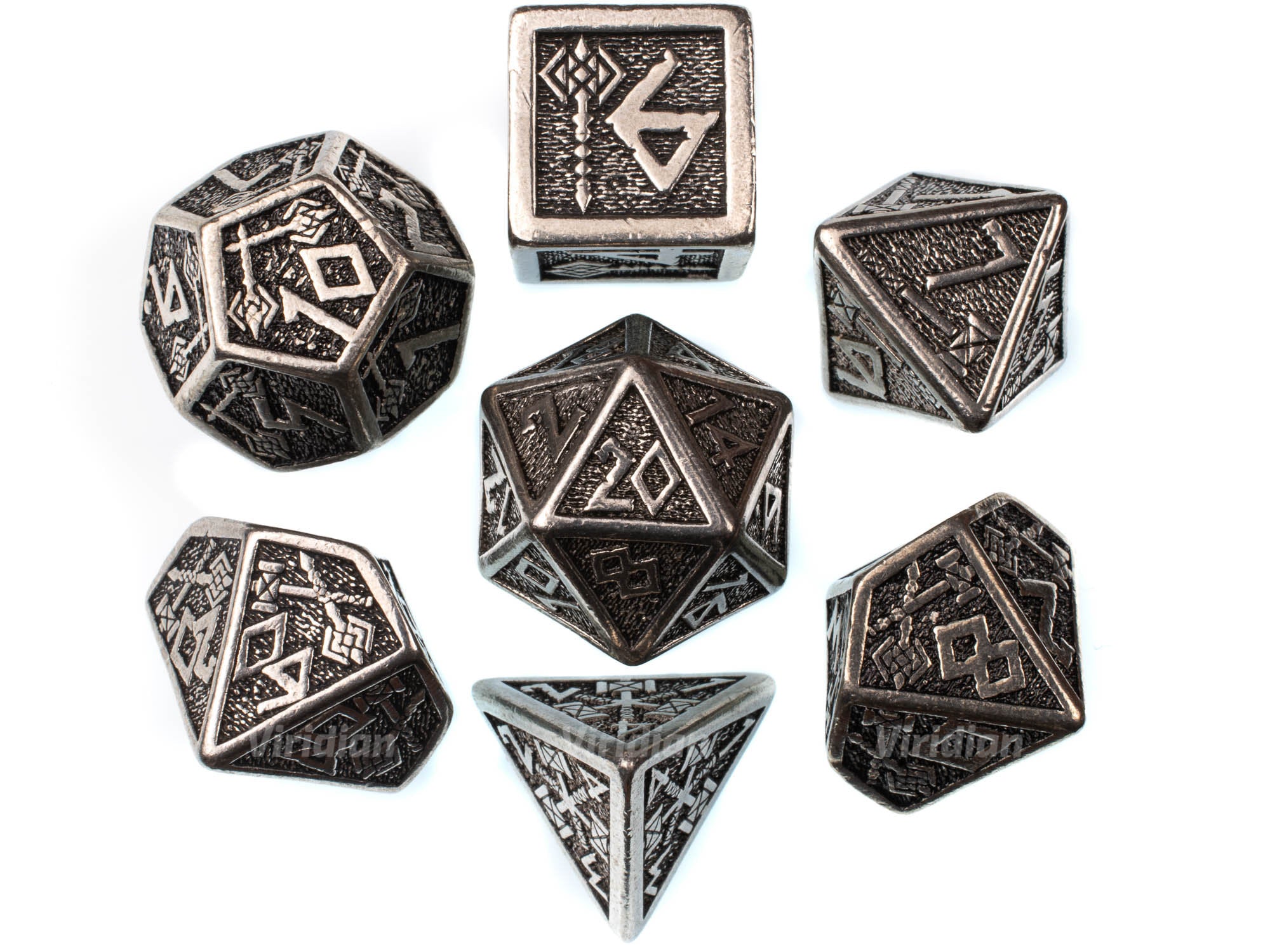 Metal Dwarven (Discontinued) | Silver Ornate Dice Set (7) | Q